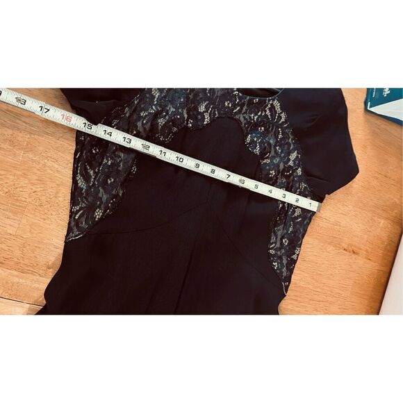 Rebecca Taylor Black Lace Panel Back Zip Short Sleeve Dress SZ 4 - Picture 7 of 11